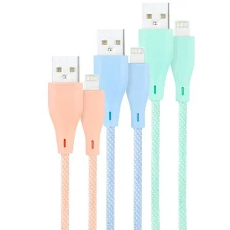 Nanocable Pack de 3 Cables Lightning a USB 2.0 Mallados, 1m, Colores Pastel